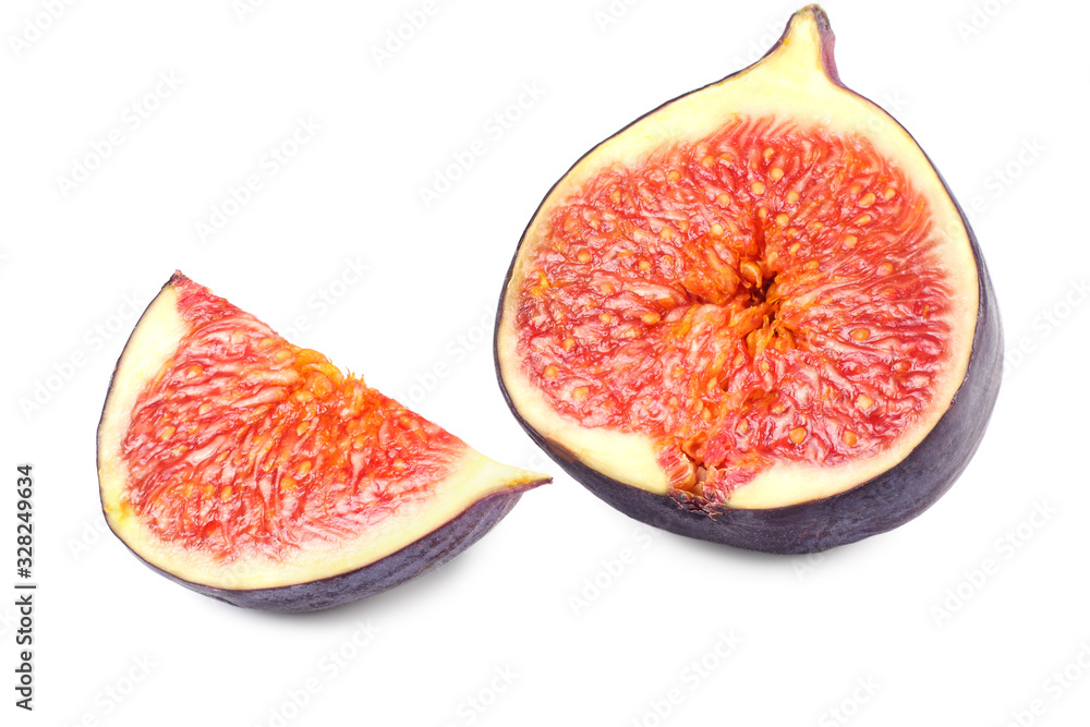 Fig fruits with slices isolated on white background Fig fruits with slices isolated on white background