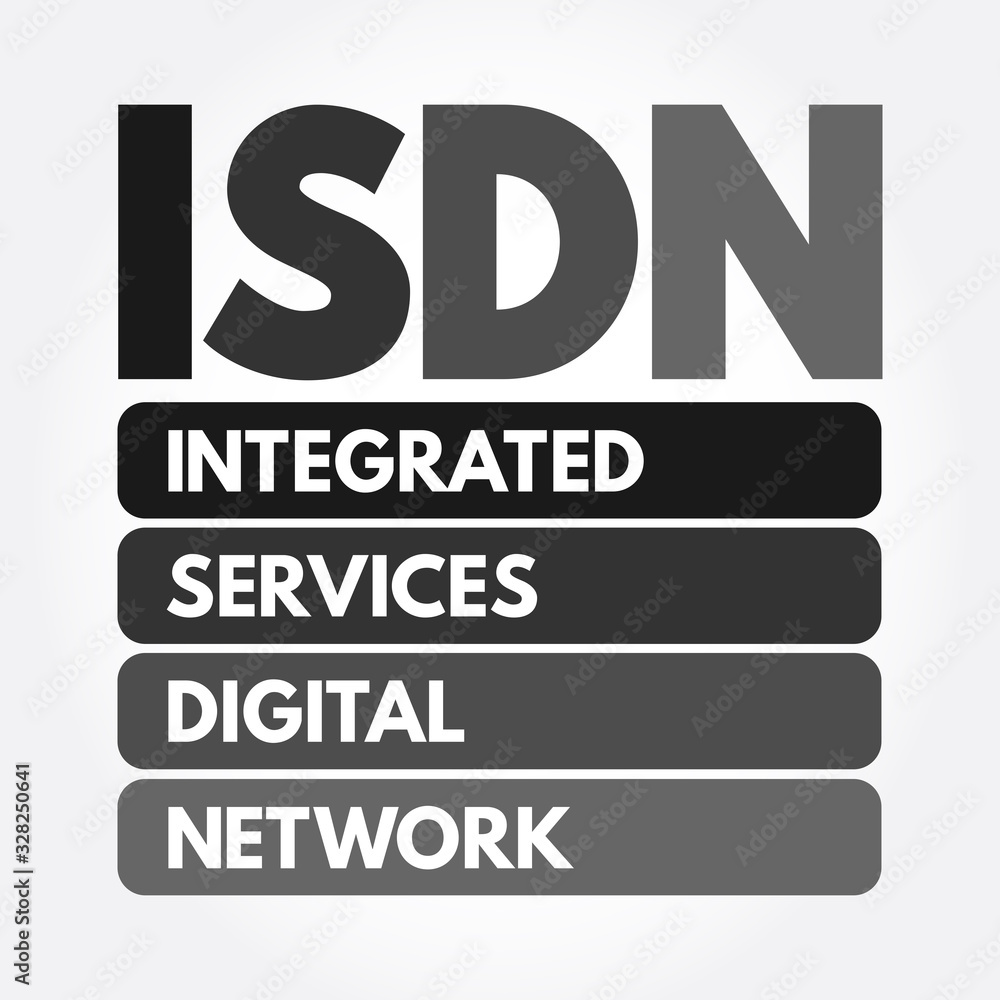 ISDN - Integrated Services Digital Network acronym, technology concept background