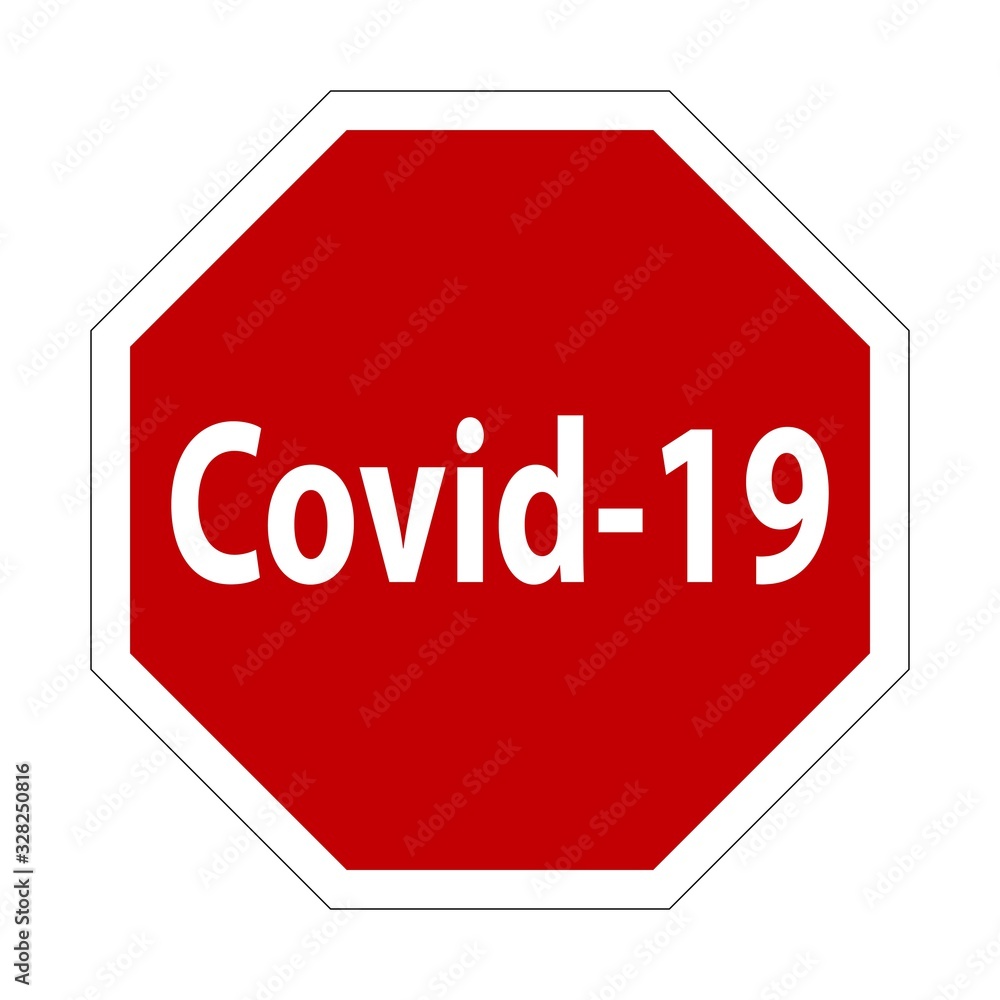 New coronavirus illustration, COVID-2019, No, stop sign icon vector ESP10, red warning isolated on white New coronavirus illustration, COVID-2019, No, stop sign icon vector ESP10, red warning isolated on white