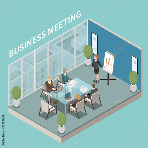 Meeting Room Isometric Composition 