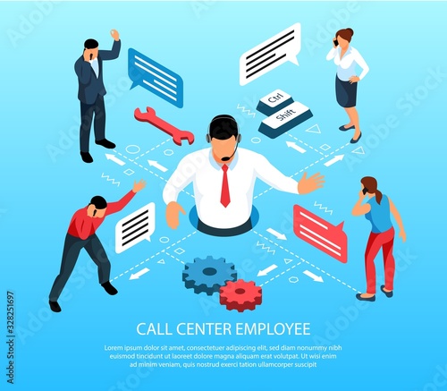 Call Center Employee Infographic Composition 