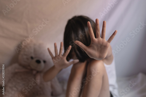 traumatized children concept. stop violence and abused children.