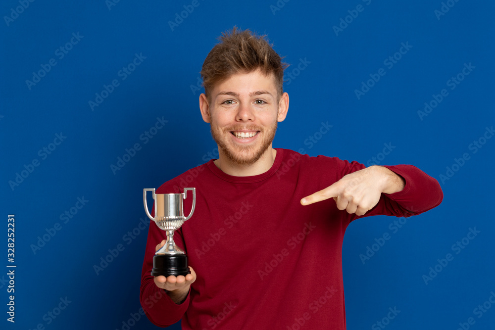 Attractive young guy with a red T-shirt Attractive young guy with a red T-shirt
