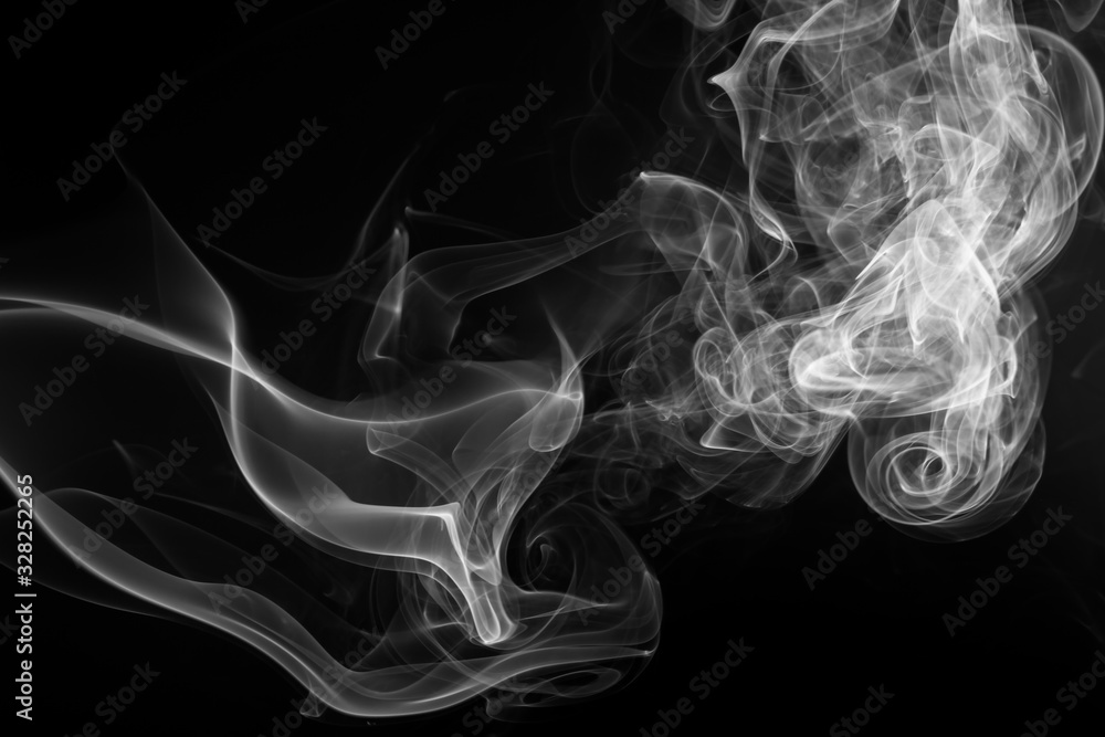 White smoke abstract on black background, fire design White smoke abstract on black background, fire design
