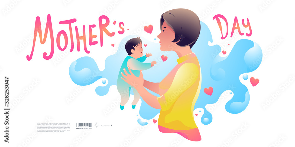 a women carrying her baby illustration for mothers day event a women carrying her baby illustration for mothers day event
