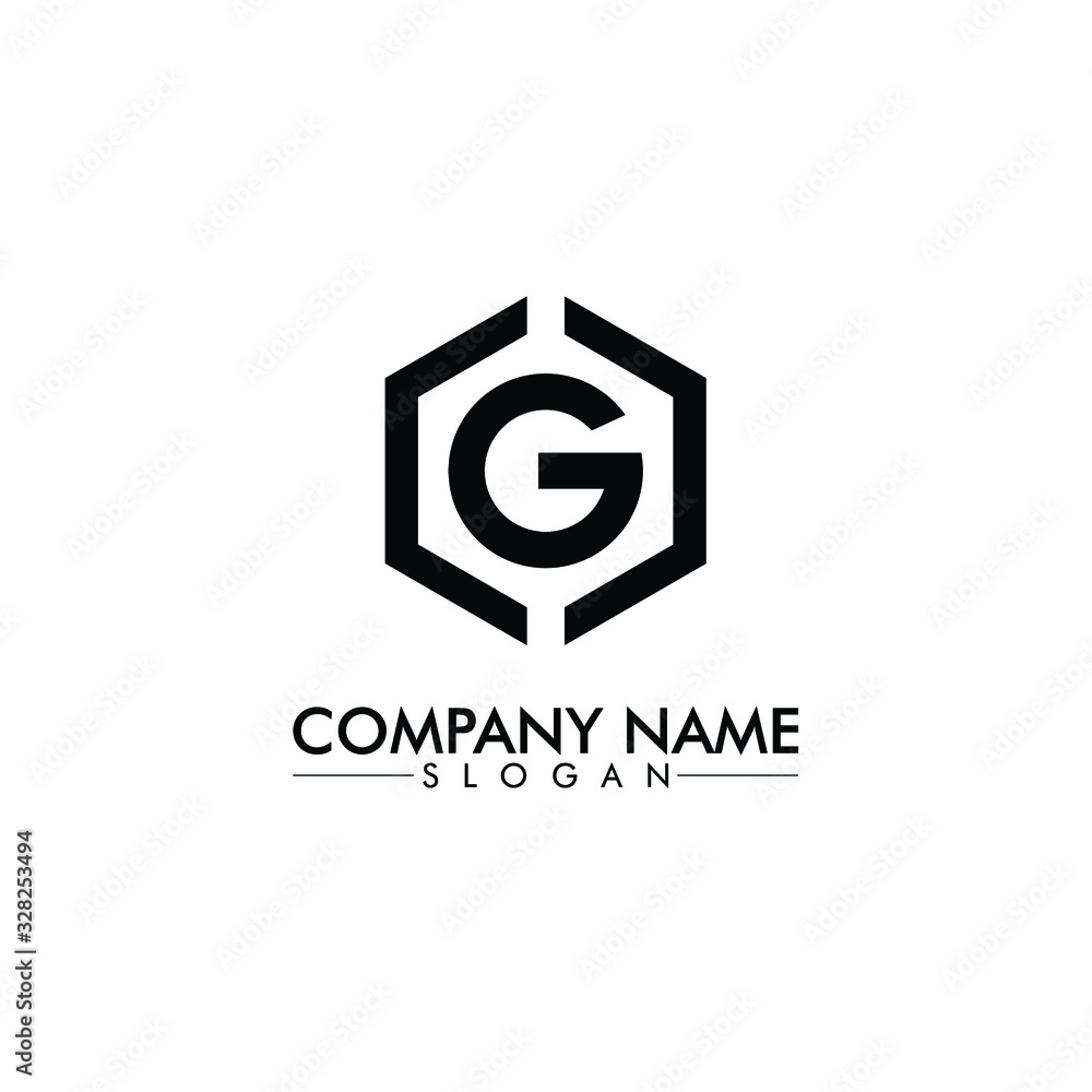 hexagon shape with G letter company name logo design vector hexagon shape with G letter company name logo design vector