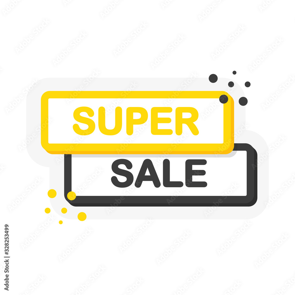 Flat banner with super sale speech bubble. Banner for business, marketing and advertising on white background. Vector Flat banner with super sale speech bubble. Banner for business, marketing and advertising on white background. Vector