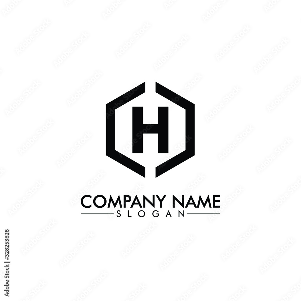hexagon shape with H letter company name logo design vector hexagon shape with H letter company name logo design vector