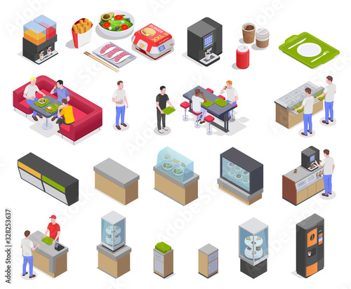 Food Court Isometric Set