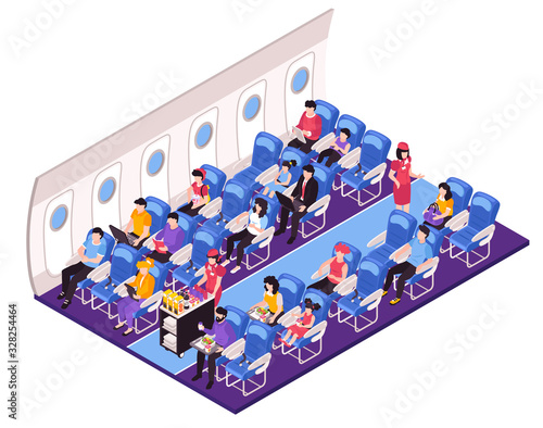 Aircraft Interior Isometric Composition 