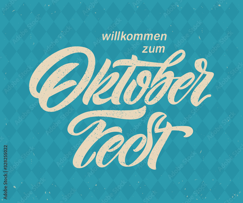Oktoberfest handwritten lettering. Oktoberfest typography vector design for greeting cards and poster. Beer Festival vector banner. Design template celebration. Vector illustration. - obrazy, fototapety, plakaty 