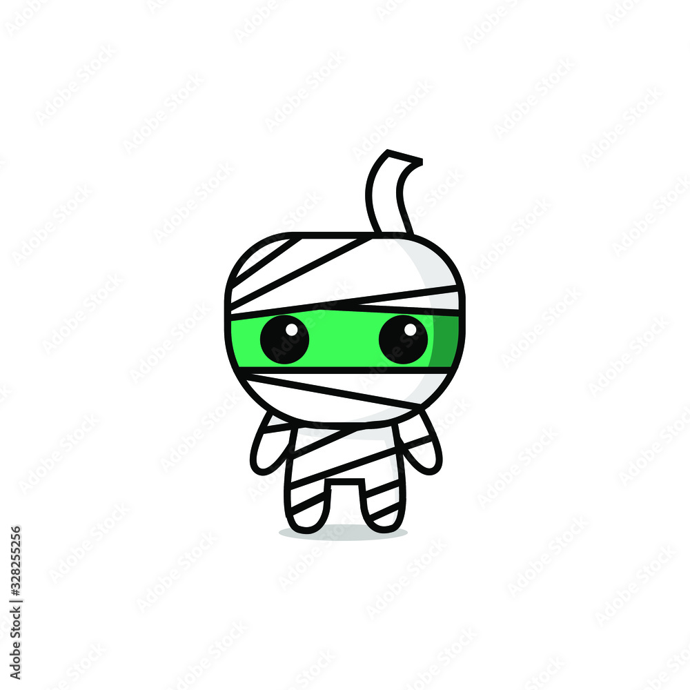 Obraz premium cute kawaii mummy character logo icon design vector illustration
