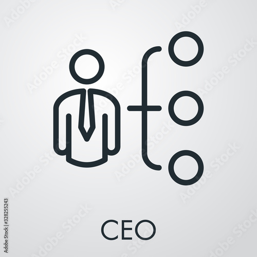 Símbolo CEO. Icono plano lineal diagrama de flujo en fondo gris