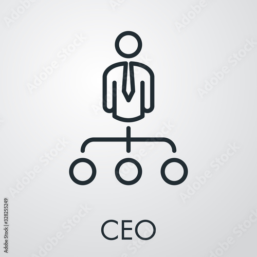 Símbolo CEO. Icono plano lineal diagrama de flujo en fondo gris