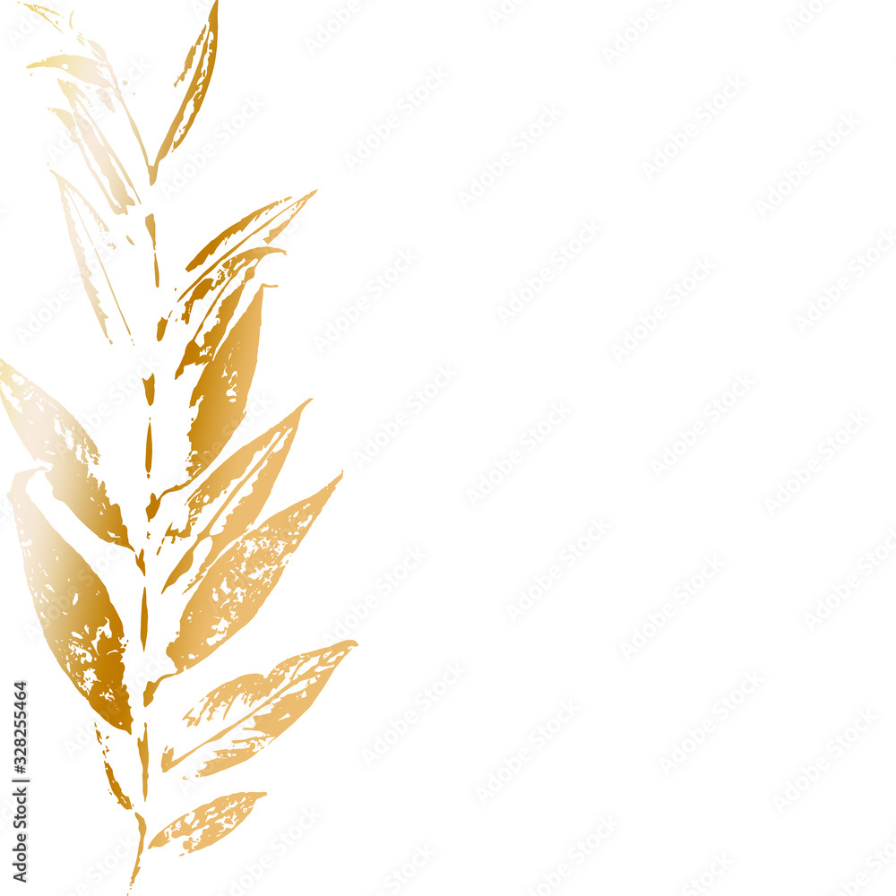 Golden leaf isolated on a white background. Wedding invitation. Golden leaf isolated on a white background. Wedding invitation.