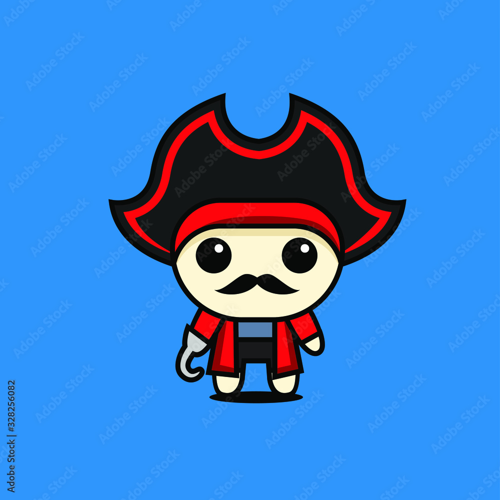 custom made wallpaper toronto digitalcute kawaii pirate character logo icon design vector illustration