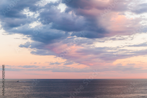 Morning landscape photo with colorful clouds