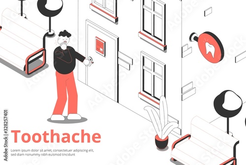 Toothache Dentist Isometric Composition 