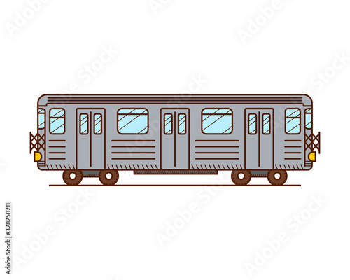 Subway train, side view, isolated on white background.