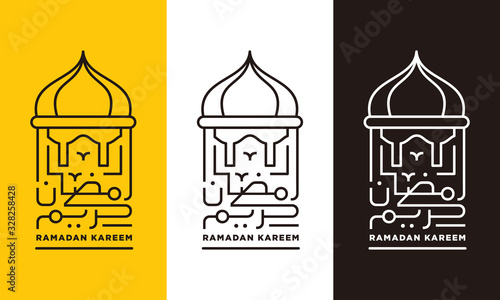 Line art ramadan kareem arabic islamic calligraphy - vector