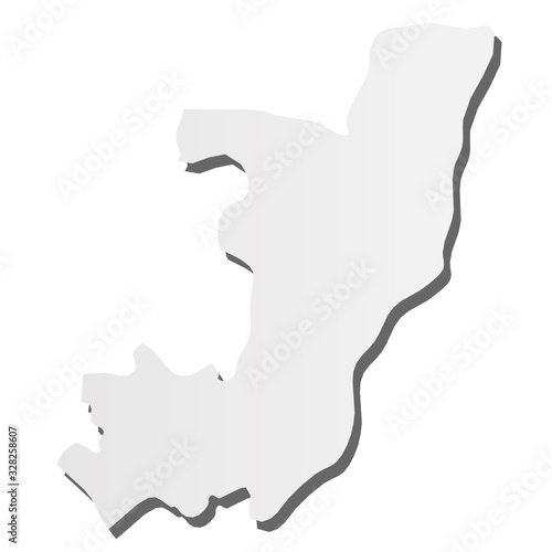 Republic of the Congo, former Zaire - grey 3d-like silhouette map of country area with dropped shadow. Simple flat vector illustration