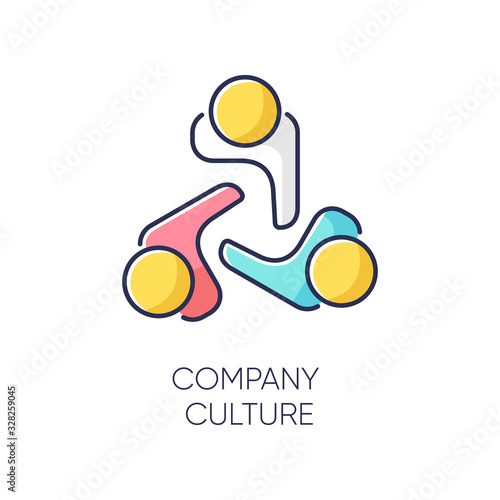 Company culture RGB color icon. Internal corporate ideology, professional business ethics, official office policy. Staff togetherness, personnel communication. Isolated vector illustration