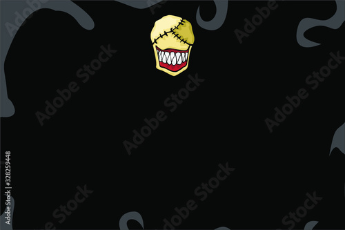halloween background with illustration of smile serial killer monster