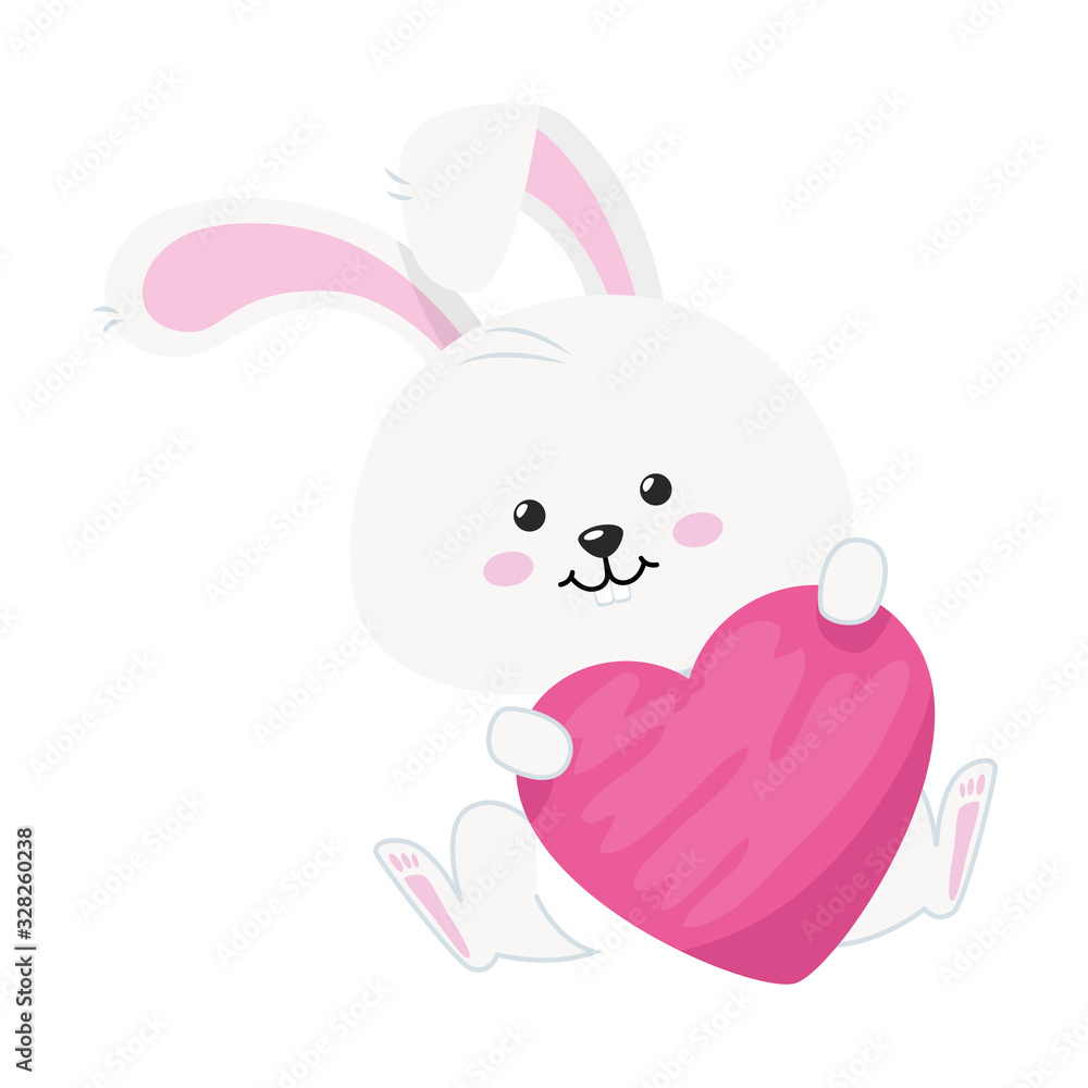 cute rabbit with heart isolated icon vector illustration design cute rabbit with heart isolated icon vector illustration design