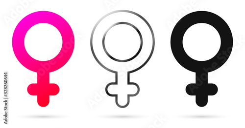 Female gender symbols, icons design template, vector illustration