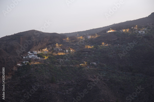 Village of Ronda at dawn. The Nublo Rural Park.