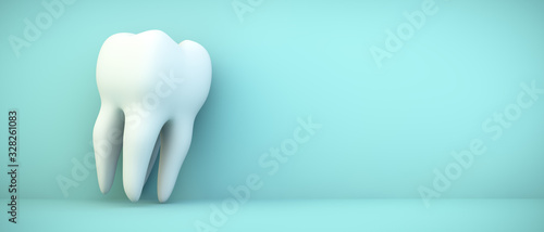 tooth on blue background