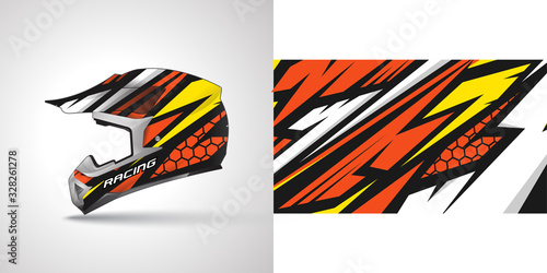 Racing helmet wrap decal and vinyl sticker design illustration.