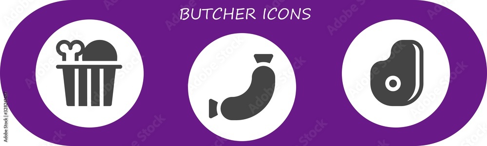 Modern Simple Set of butcher Vector filled Icons