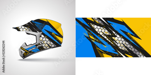 Racing helmet wrap decal and vinyl sticker design illustration.
