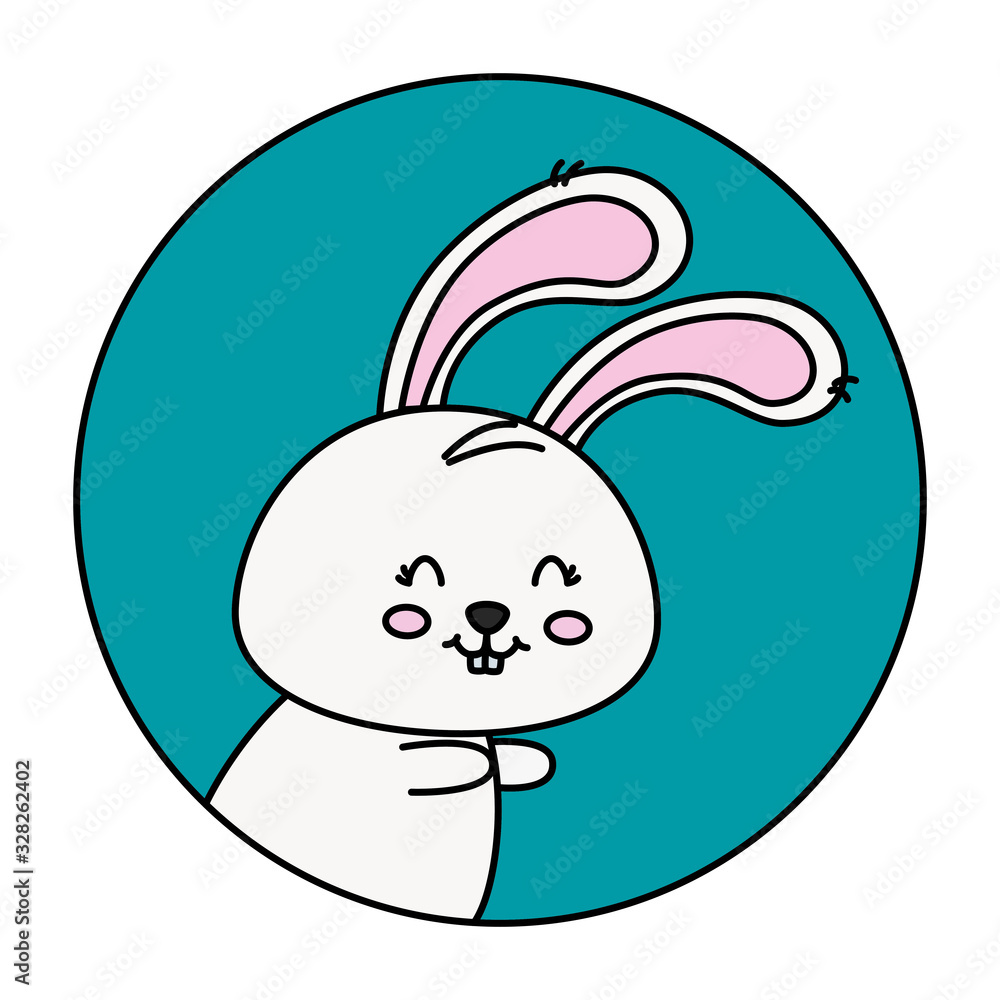 cute rabbit animal in frame circular vector illustration design cute rabbit animal in frame circular vector illustration design