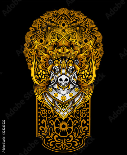 vector illustration Barong bangkung head(traditional balinese culture)