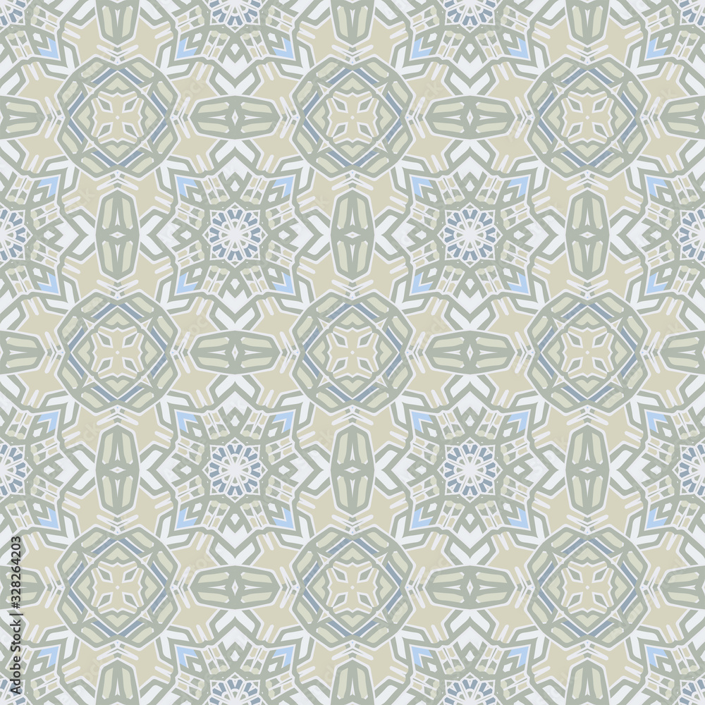 Creative color abstract geometric pattern ib beige and blue, vector seamless, can be used for printing onto fabric, interior, design, textile, pillows