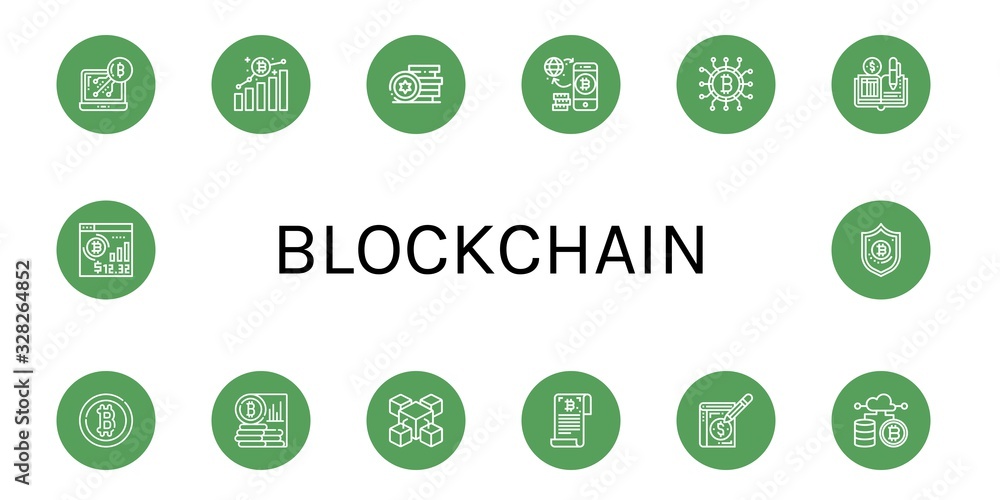 Set of blockchain icons Set of blockchain icons