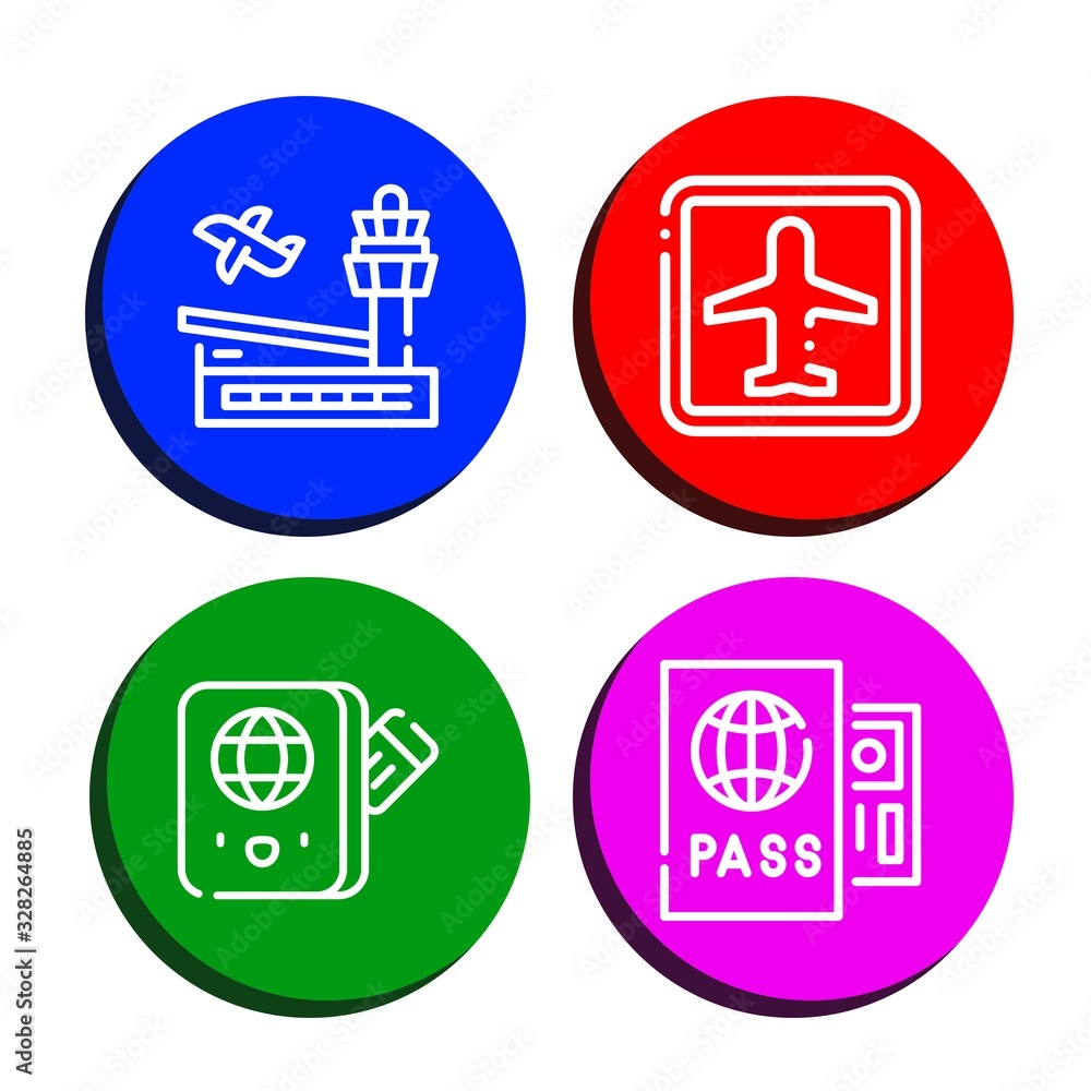 passport icon set passport icon set