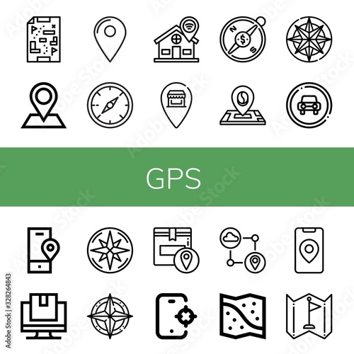 gps simple icons set