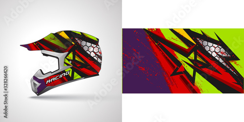 Racing helmet wrap decal and vinyl sticker design illustration.
