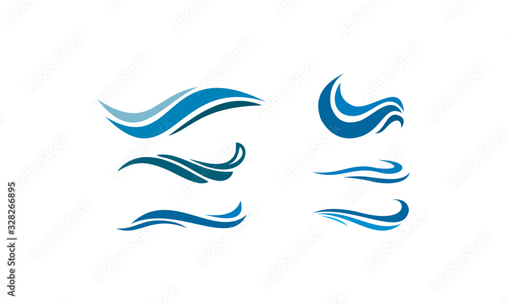 water wave vector logo set template
