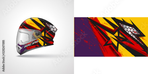 Racing helmet wrap decal and vinyl sticker design illustration.