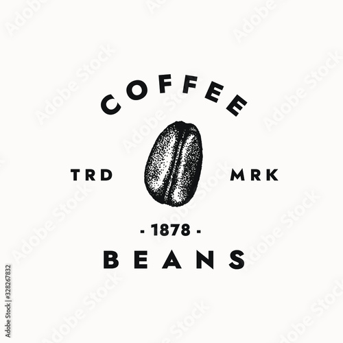 Coffee beans logo template for your creative projects and cafe branding. Isolated graphic design template, vintage minimalist style with coffee bean illustration