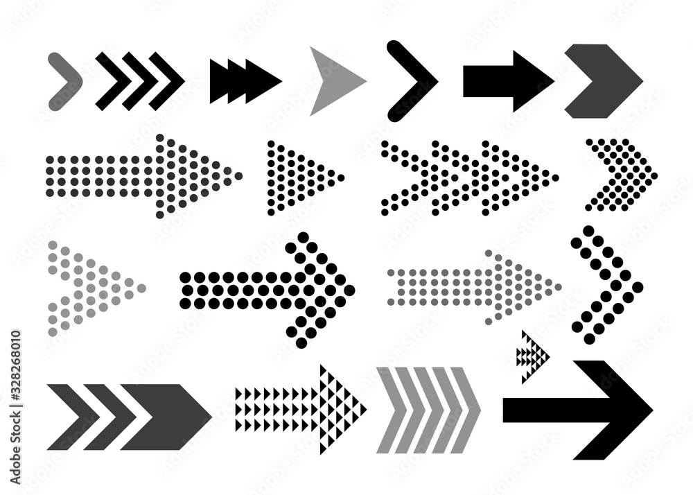 Set of new style black arrows. Arrow icon. Collection with elegant ...