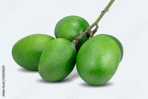 Wallpaper Mural set of green mangoes on white background Torontodigital.ca