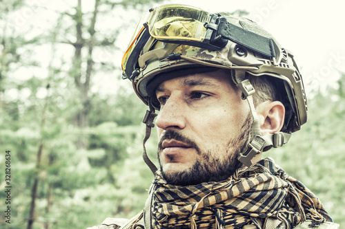Принти на полотні Handsome man in italian military uniform camouflage coloring Digital Vegetato