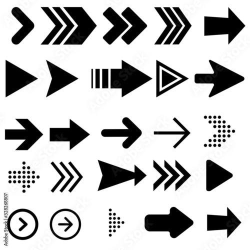 Arrow vector icon set. Cursor illustration sign collection. back, next, previos symbol. 