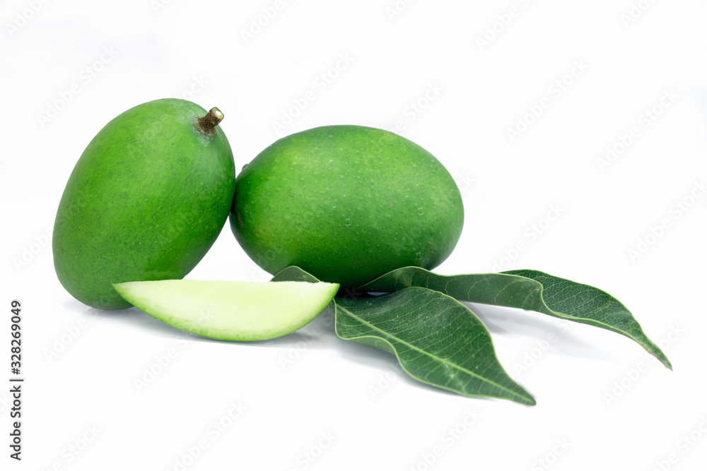 raw green mango with mango slice raw green mango with mango slice