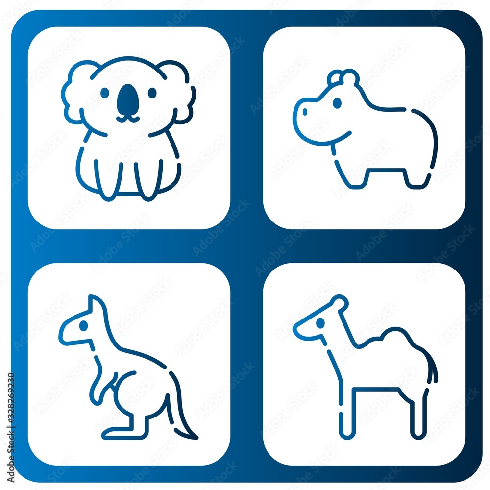 Obraz premium kangaroo simple icons set